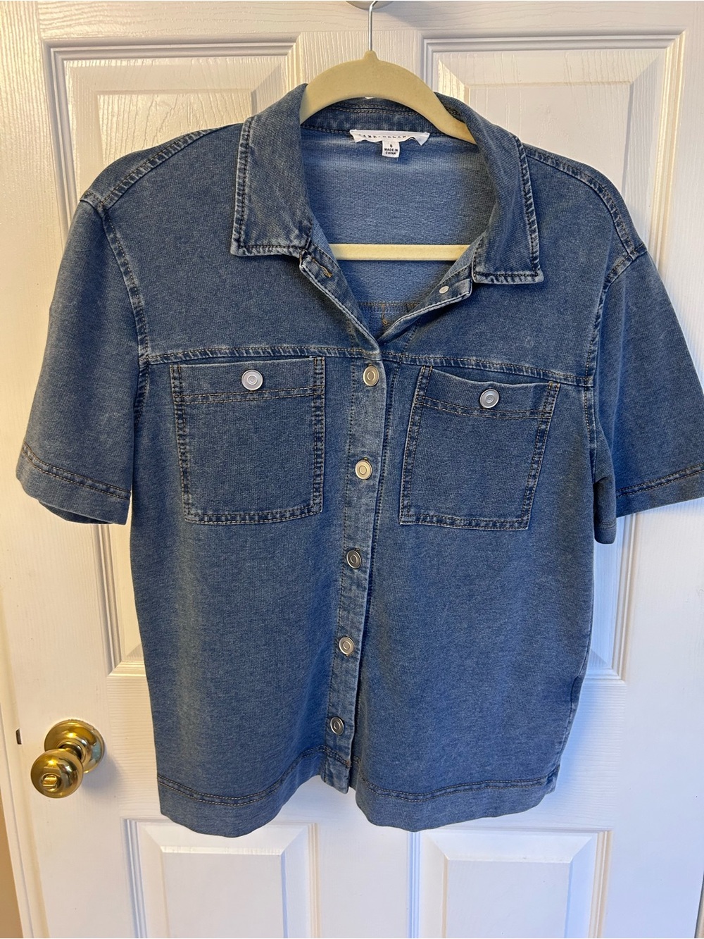 Jane + Delancey Women’s Short-Sleeve Denim Type Button-Up Shirt - Blue Size S